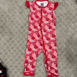 Kickee Pants Snap ROSE Romper with ruffle details